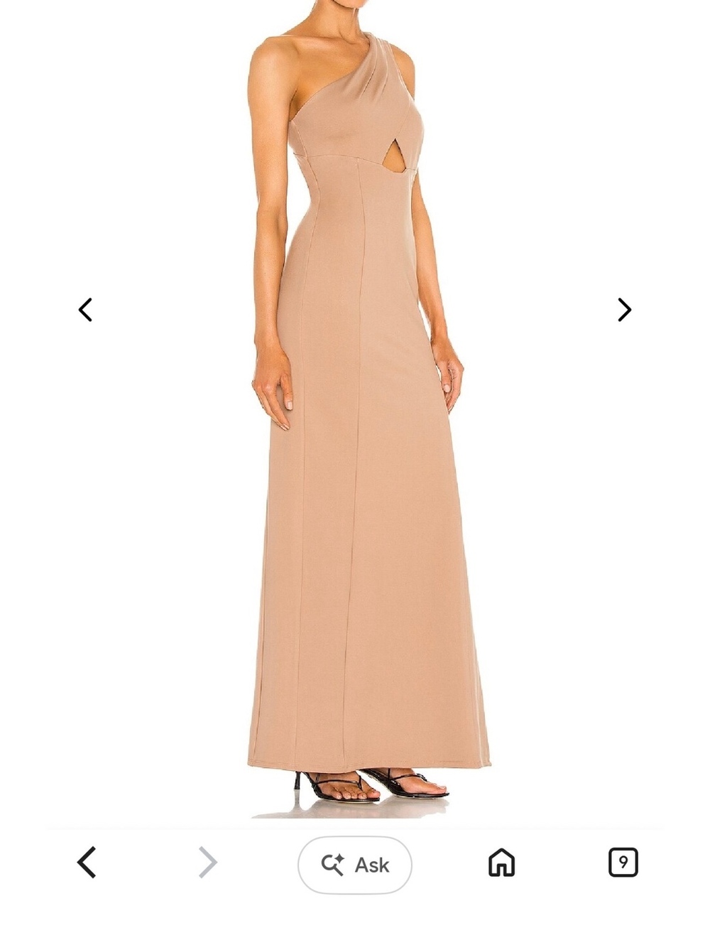 Lovers and Friends One-Shoulder Cutout Maxi Dress in Beige Size S